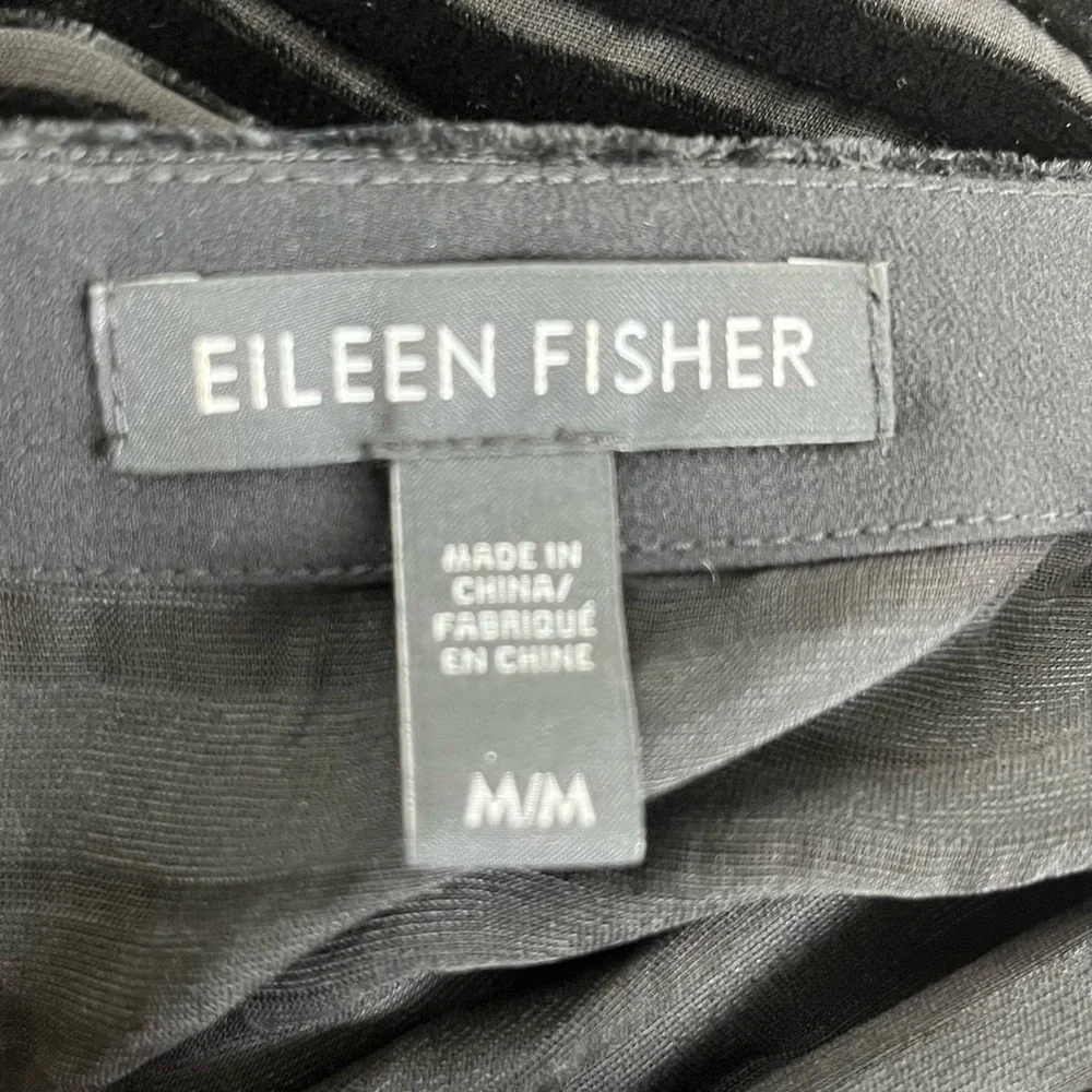 Eileen Fisher‎ Velvet Burnout Stripe Tunic Black Size M